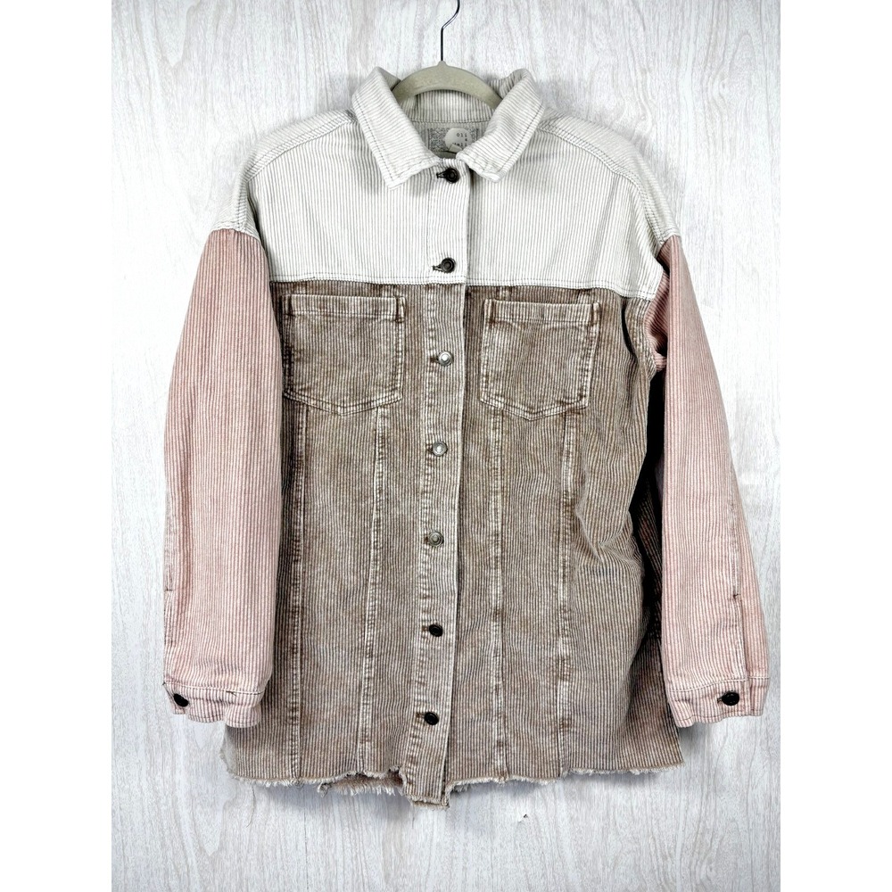 Oli & Hali Corduroy Colorblock Distressed Shacket‎ S Boho Oversized Jacket - Picture 3 of 9